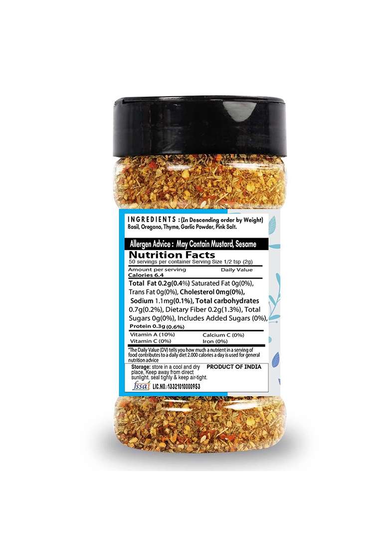 Saranz Aglio Olio Mix Exotic Seasoning Ideal For Salads, Soups, Main Dishes, Pasta, Spaghetti, And Vegetables Dairy-Free, Gluten-Free, Aromatic Vegan Seasonings-100 Grams Sprinkler Jar - Indya