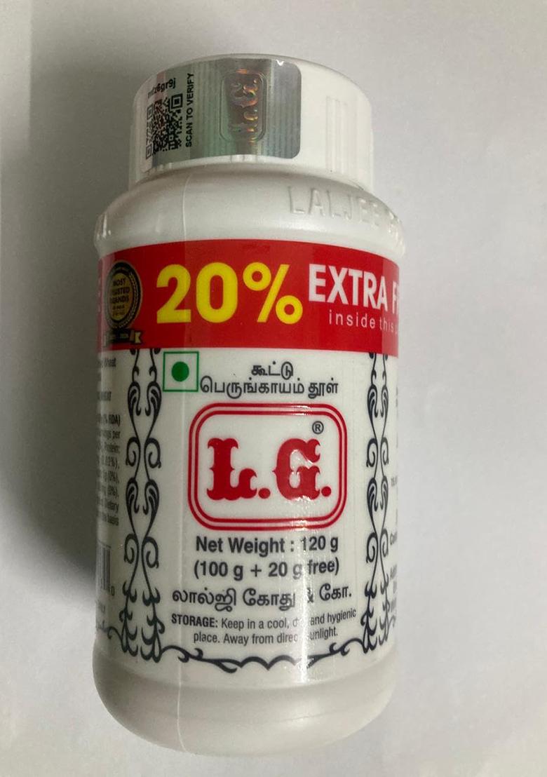 Lg Laljee Godhoo & Co. Asafoetida, Powder, Can Be Used As A Digestive Aid, 100G Or + 20G Fennel (Weight May Vary)