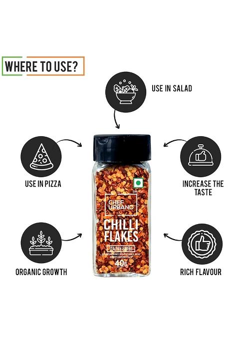 Chef Urbano Combo Of Oregano 30G & Chilli Flakes 40G Sprinkler | (Pack 2) Italian Herbs Pizza And Pasta Seasoning Premium Spices Flakes/Leaves Glass Bottle