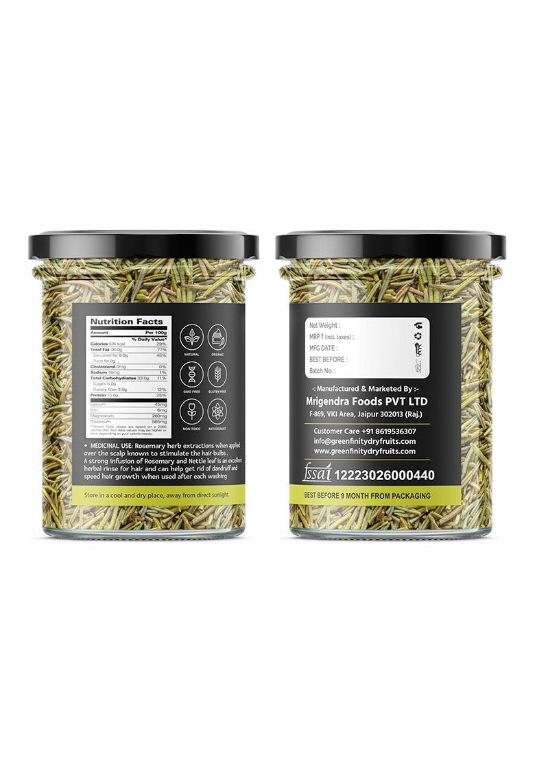 Prettynutty 100% Natural Rosemary Dried Leaves (200G) Premium Culinary Herb For Cooking, Tea, Hair Growth & Antioxidant Benefits
