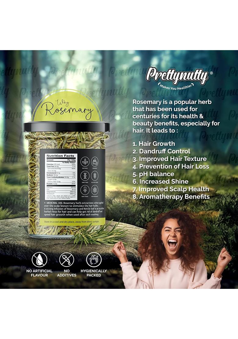 Prettynutty 100% Natural Rosemary Dried Leaves (200G) Premium Culinary Herb For Cooking, Tea, Hair Growth & Antioxidant Benefits