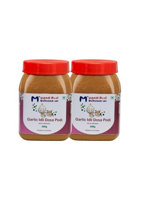 Murugan Idli Garlic Podi Pack Of 2 (200G + 200G) | Authentic South Indian Spiced Powder For Idli, Dosa & Rice Perfect Breakfast, Snacks Cooking Traditional Flavor Rich Tast