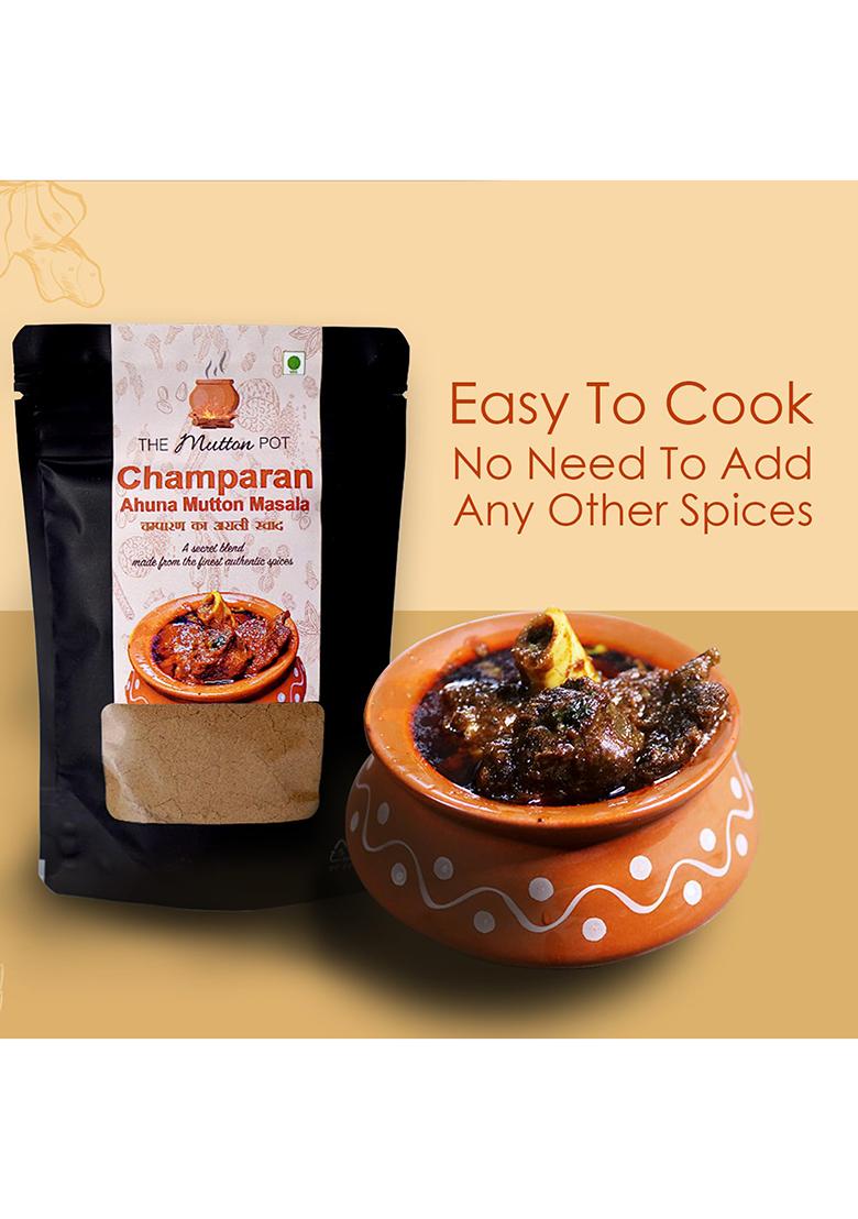The Mutton Pot Authentic Champaran Ahuna Handi Meat & Chicken Masala Combo | No Preservatives, Artificial Colors Home Cooking Indian Bihar'S Recipe Easy To Cook Gravy With Spices