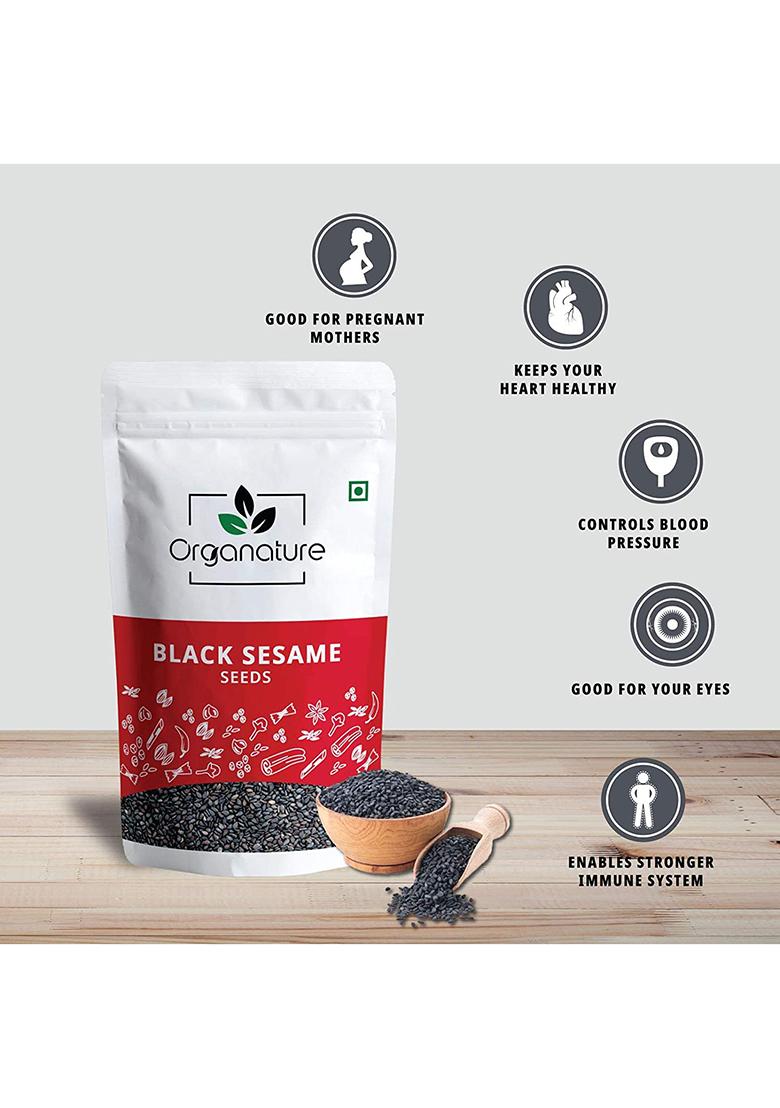 Organature Black Sesame Seeds For Eating 350Gm