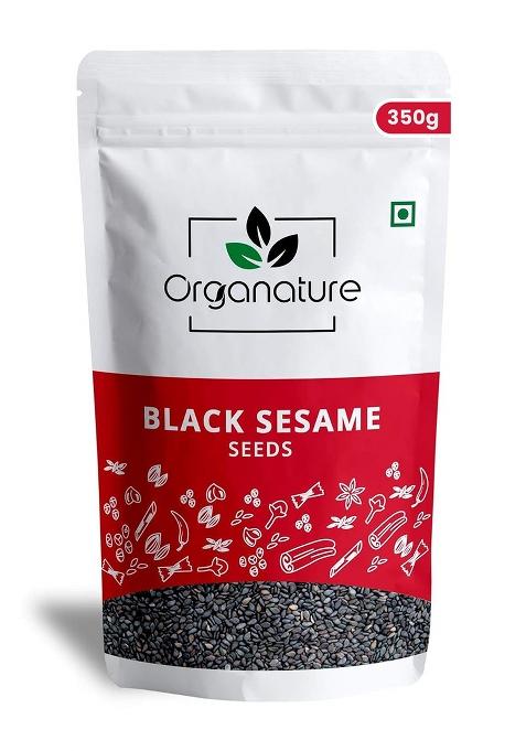 Organature Black Sesame Seeds For Eating 350Gm - Whole Fresh And Natural Unhulled Kale/Black Til Seed Weight Management, Indian Spice (Pack Of 1)