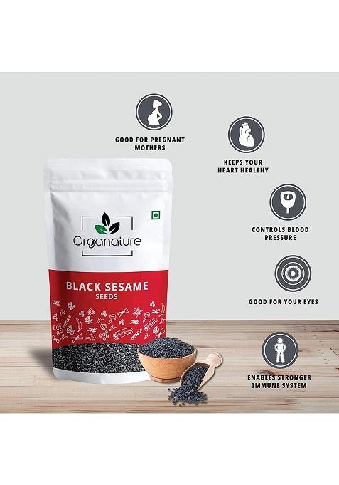Organature Black Sesame Seeds For Eating 350Gm