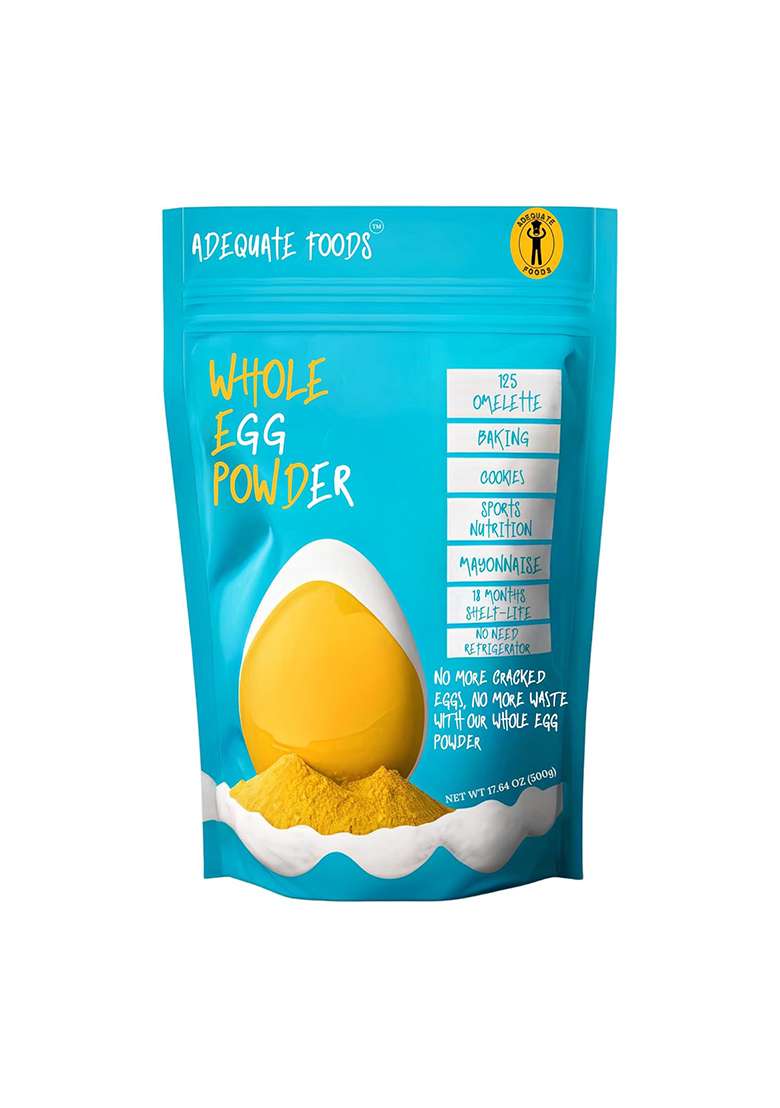 Adequate Foods Whole Egg Powder 500G 100% Pure & Pasteurized, High-Protein Shelf-Stable For Baking, Cooking Fitness (125 Omelets Per Pack) - Indya