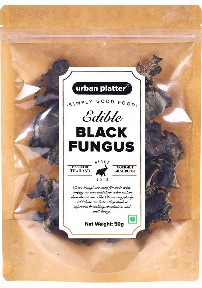 Urban Platter Edible Black Fungus Cloud Ear And Wood Mushrooms, 50 G - Indya