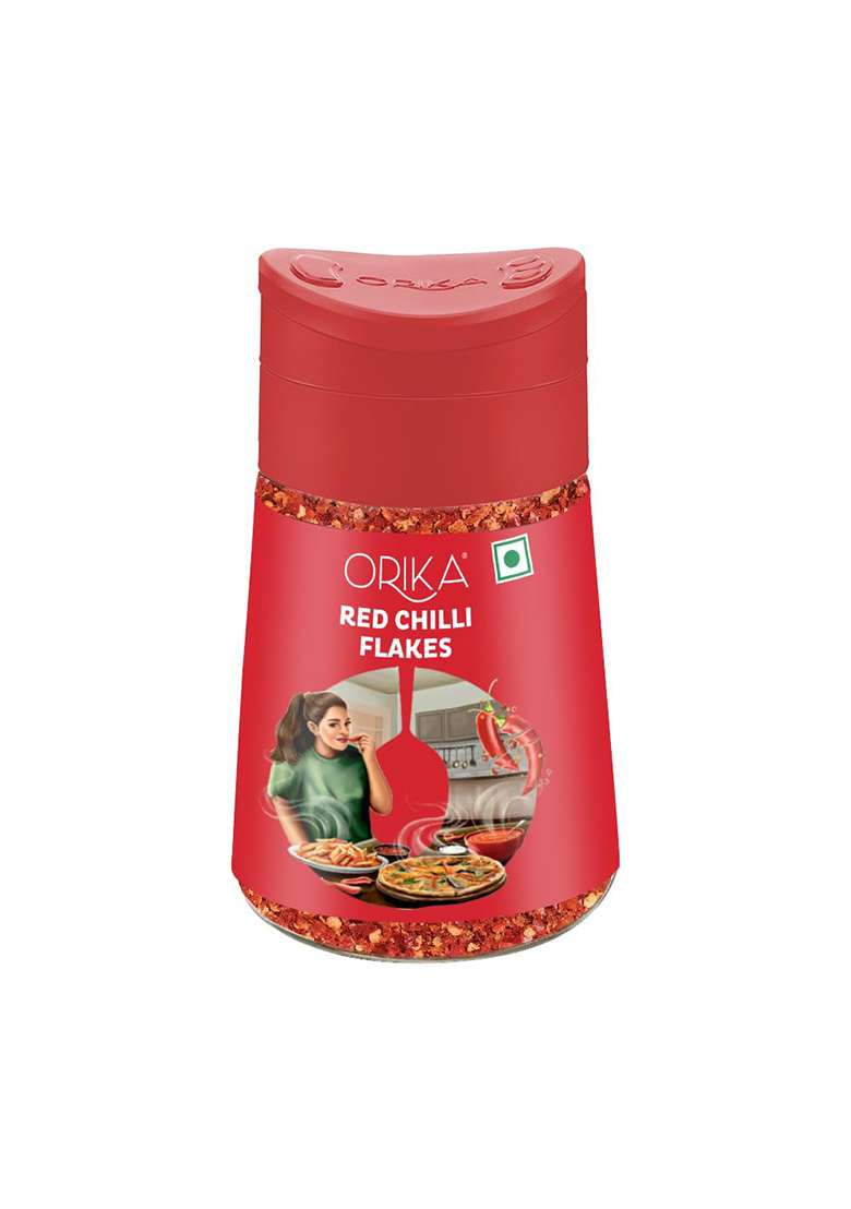 Orika Red Chilli Flakes 45G | Ideal Seasoning For Pizza, Pasta And Garlic Bread Moisture Resistant Sprinkler Jar No Artificial Flavours Colours - Indya