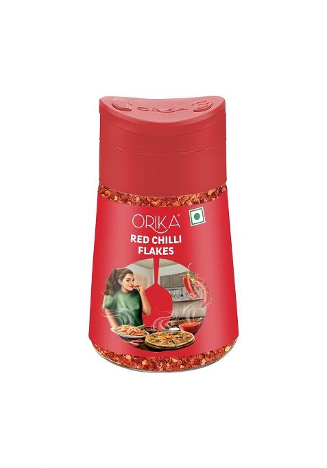 Orika Red Chilli Flakes 45G | Ideal Seasoning For Pizza, Pasta And Garlic Bread Moisture Resistant Sprinkler Jar No Artificial Flavours Colours
