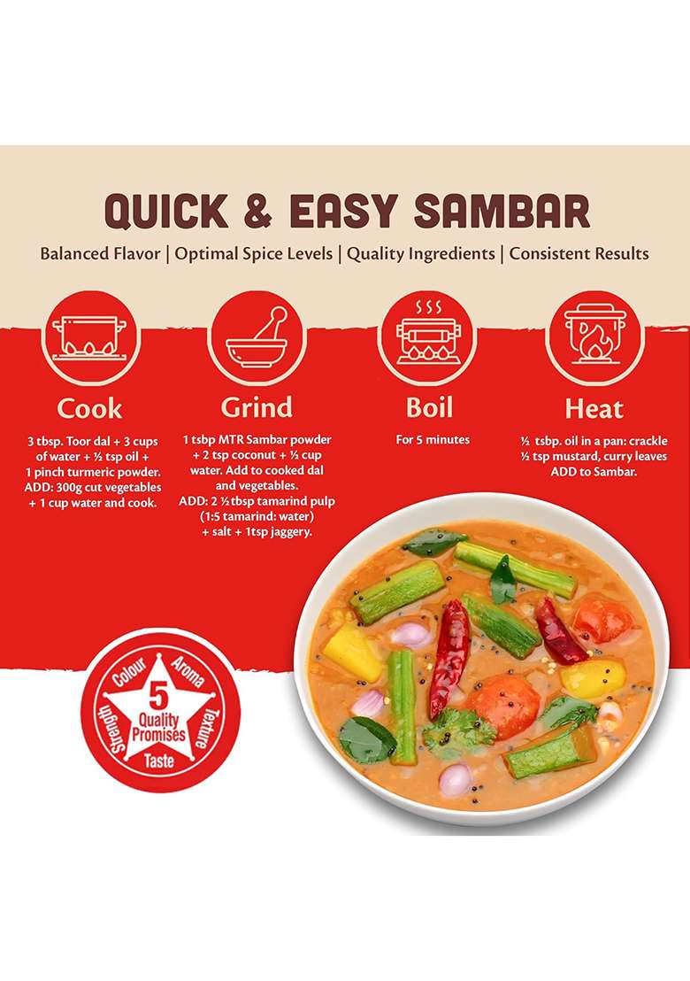 Mtr Instant Sambar Mix 180G - Indya