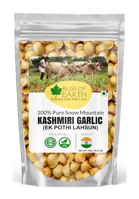 Bliss Of Earth Naturally Organic Kashmiri Garlic 1Kg Single Clove, Ek Pothi Lahsun