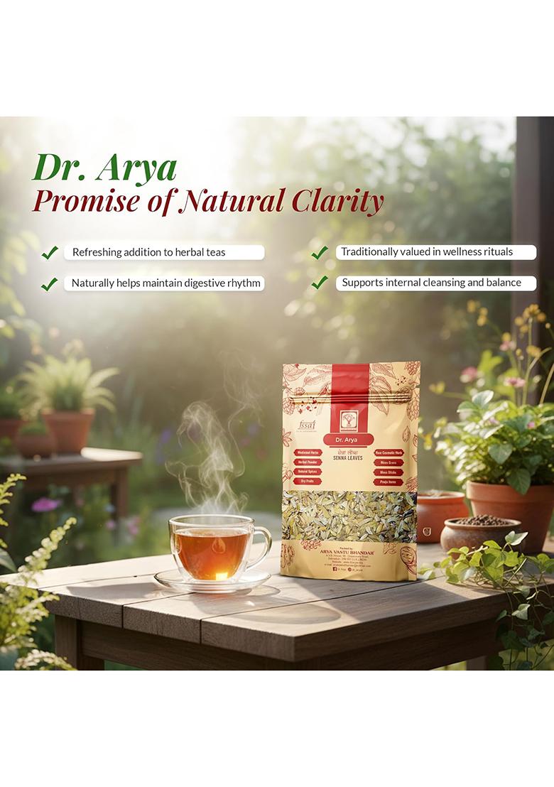 Dr Arya Senna Leaves 100Gm | Natural Dried Herb For Constipation Relief, Detox, Colon Cleanse & Digestion Support Pure Tea Herbal Remedies, Skin Care Weight Management