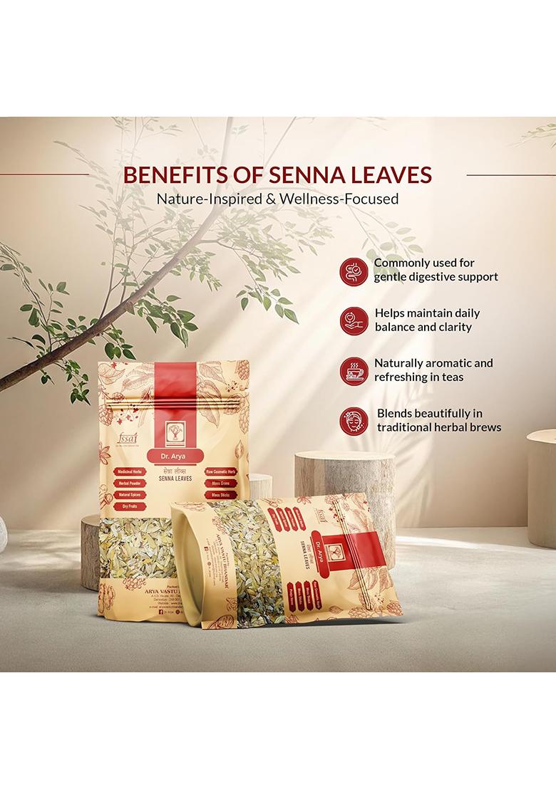 Dr Arya Senna Leaves 100Gm | Natural Dried Herb For Constipation Relief, Detox, Colon Cleanse & Digestion Support Pure Tea Herbal Remedies, Skin Care Weight Management