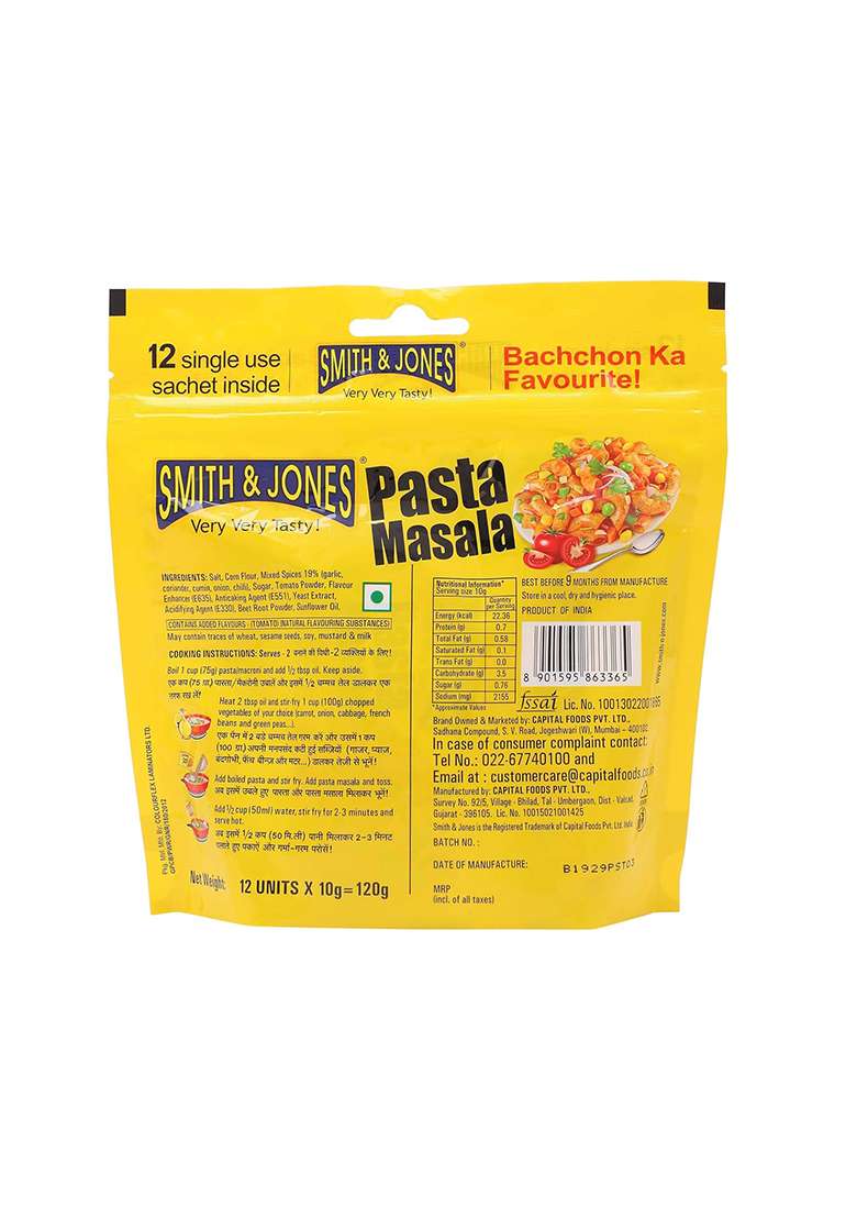 Smith & Jones Pasta Vegetable Masala Powder, 10 Grams(Pack Of 12) - Indya