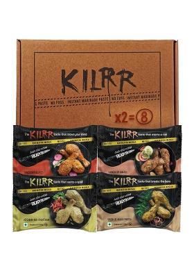 Kilrr Chicken Marination Masala Variety Pack Of 4 X 2 (Marinates 250G Per Pack) | 1- Min Killer Marinade For Tikka, Tandoori Just Add Water & Oil All-Natural, No Preservatives Or Additives Gang (8 Packs)