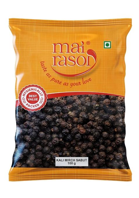 Mai Rasoi Black Pepper/Kali Mirch Whole/Pepper Corns - 100 Gram
