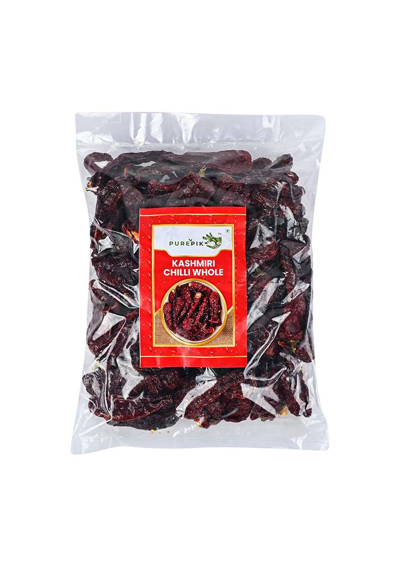 Pure Pik Kashmiri Red Chilli Whole Stemless (400 Gram Pack Of 1) - Indya