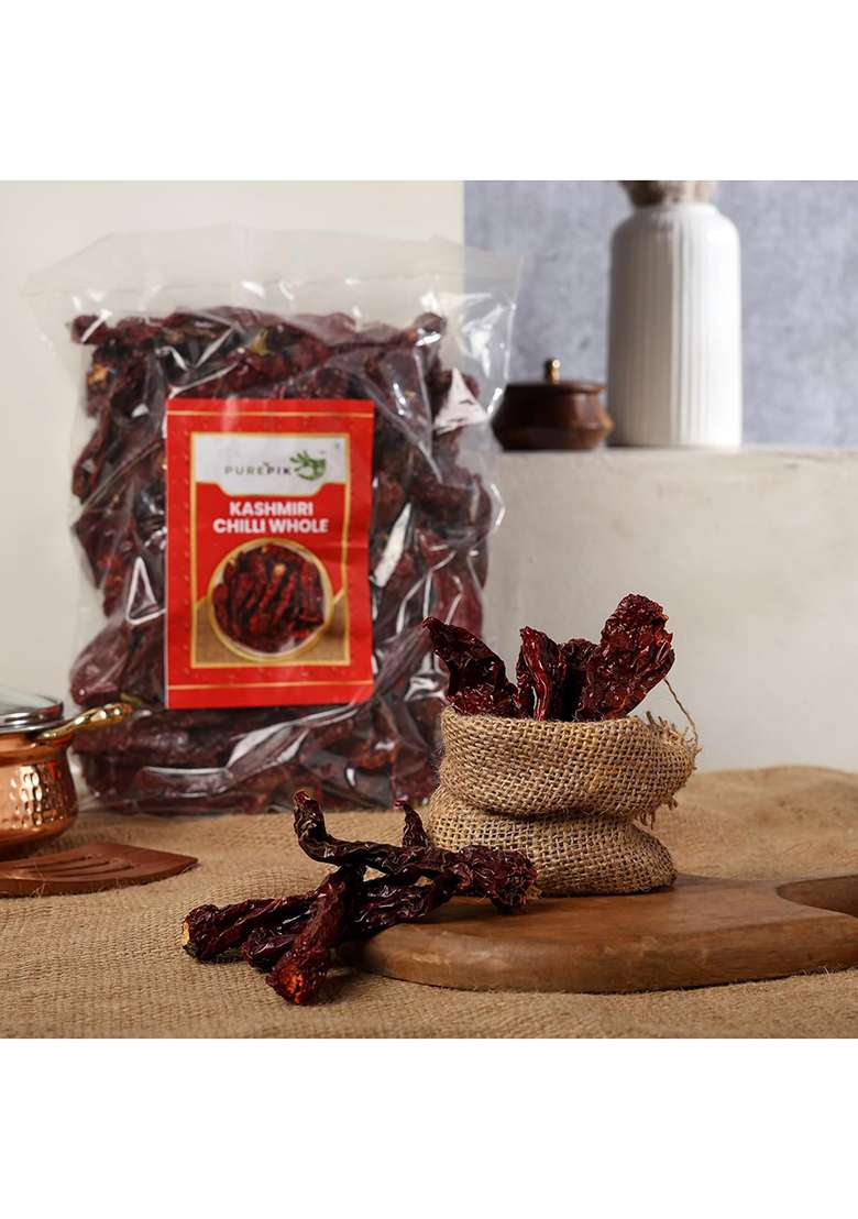 Pure Pik Kashmiri Red Chilli Whole Stemless (400 Gram Pack Of 1) - Indya
