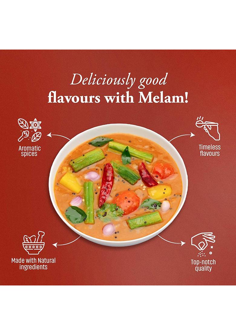 Melam Pure And Authentic Tamil Nadu Style Sambar Masala Powder 500G | No Added Artificial Colors & Flavourings