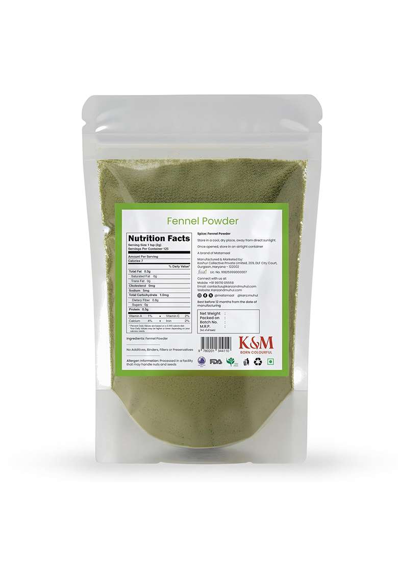 Kanz & Muhul Freshly Ground Fennel Powder (Saunf 200 Gm) | Organic Seeds Organic, Natural Variyali Farm - Picked Sounf Grams - Indya