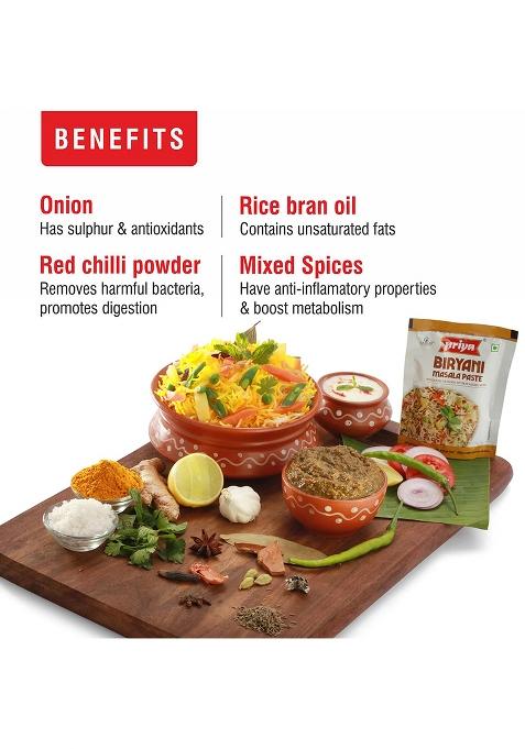 Priya Biryani Masala Paste Total 360Gm I 90G Each (Pack Of 4) Ready To Cook | Naturally Processed Authentic Aroma And Flavour For Cooking, Vegetable