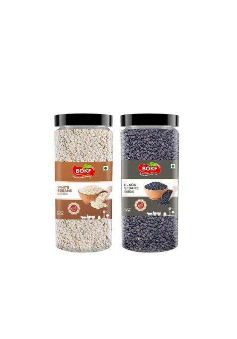 Bokf Natural White And Black Sesame Combo Pack 250G Each | Safed & Kala Till Rich In Nutritions Weight Loss Clean Row 500G