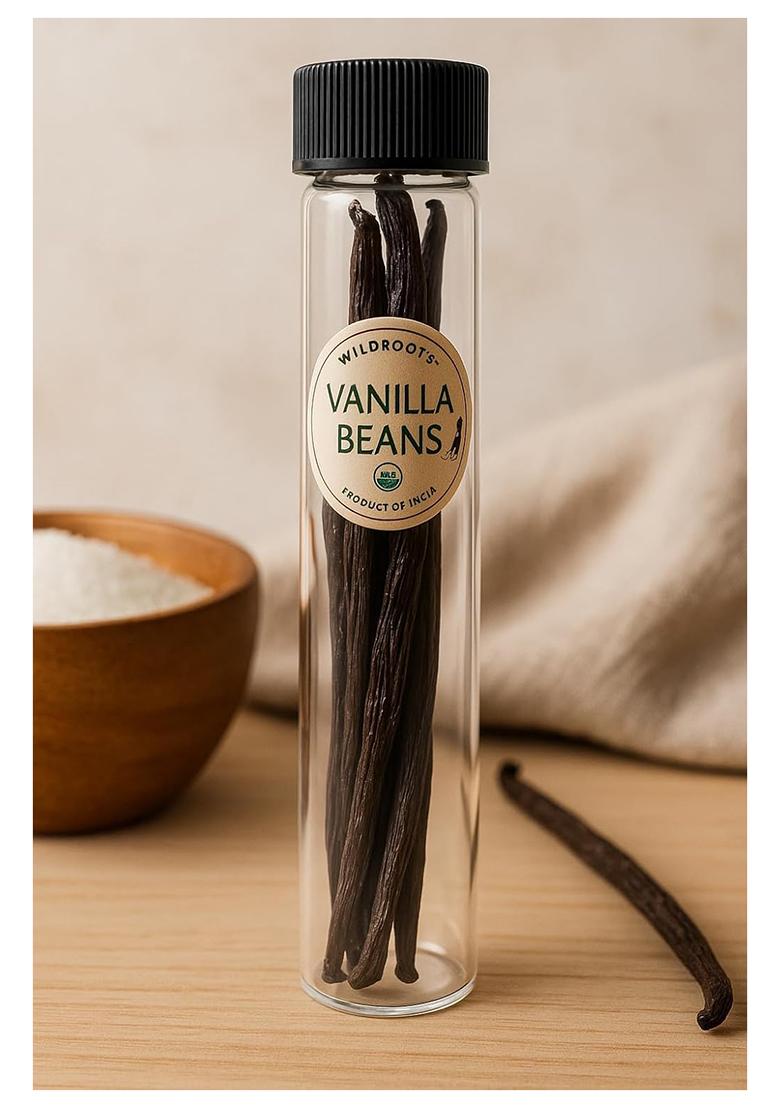 Wildroots Premium Grade A Vanilla Beans/Pods 15+ Cm, Organically Grown, Ideal For Baking, Cooking, Desserts, Coffee, 2 Pods (Pack Of 1)