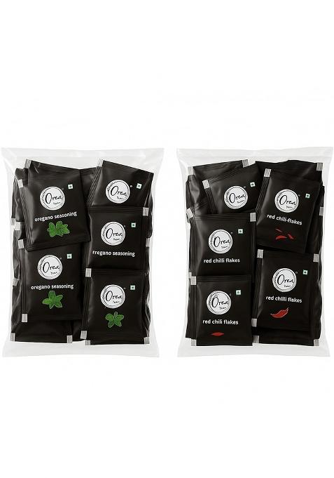 Orea Farm Oregano Seasoning And Red Chilli Flakes Sachets | 200 Combo 100 Of Ideal For Serving With Pizzas, Pasta, Sandwiches, Burgers, Garlic Bread, Salads, Soups, Snacks Free From Artificial Colors, Flavors Preservatives