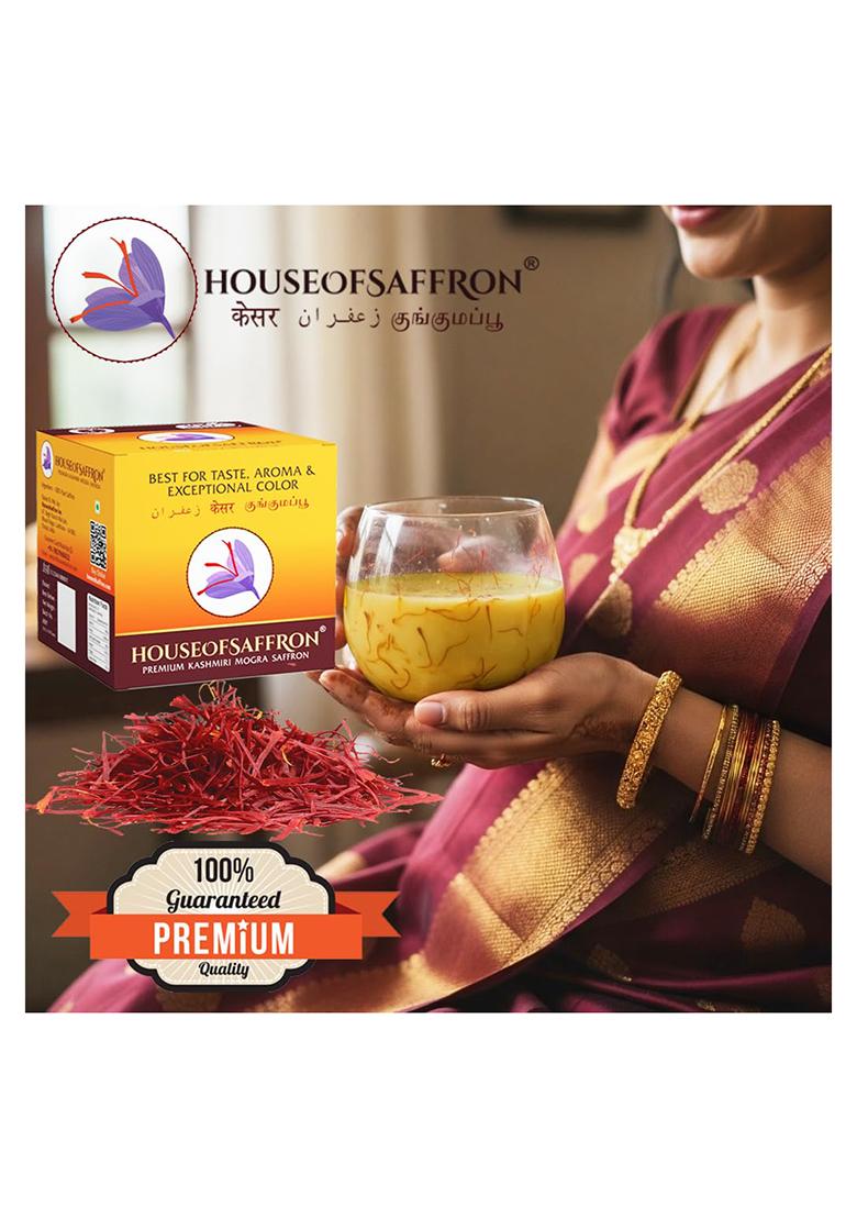 House Of Saffron 1Gram Original Kashmir Kesar For Pregnant Women, Cooking, Face, 100% Pure & Natural Certified Iso3632 Grade A1+++ Saffron/Kumkuma Puvvu/Kungumapoo/Kesar