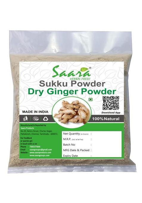 Saara Herbal Fresh Sukku Powder,100G, Sonth, Chukku, Sunth, Dry Ginger Powder, Shunthi Churna, Improves Digestion System(Pack Of 1 X 100G)