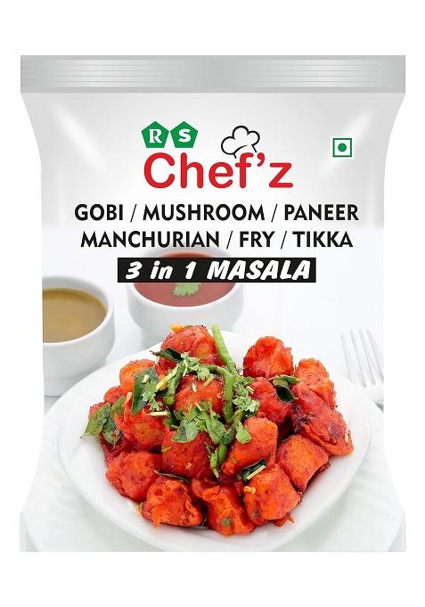 Rs Chef'Z Gobi Manchurian 3-In-1 Masala Powder 180G (30G X 6 Packs) Ready Mix Spices For Dry Gobhi Semi-Gravy & Gravy Manchurian, 65 Authentic Indo-Chinese Taste - No Artificial Colors