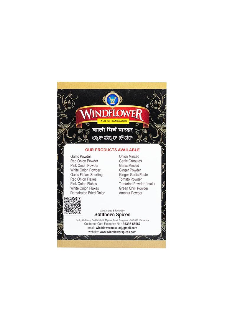Windflower Black Pepper Powder 100G | Pure & Aromatic Kali Mirch Whole Ground For Cooking, Seasoning Spices