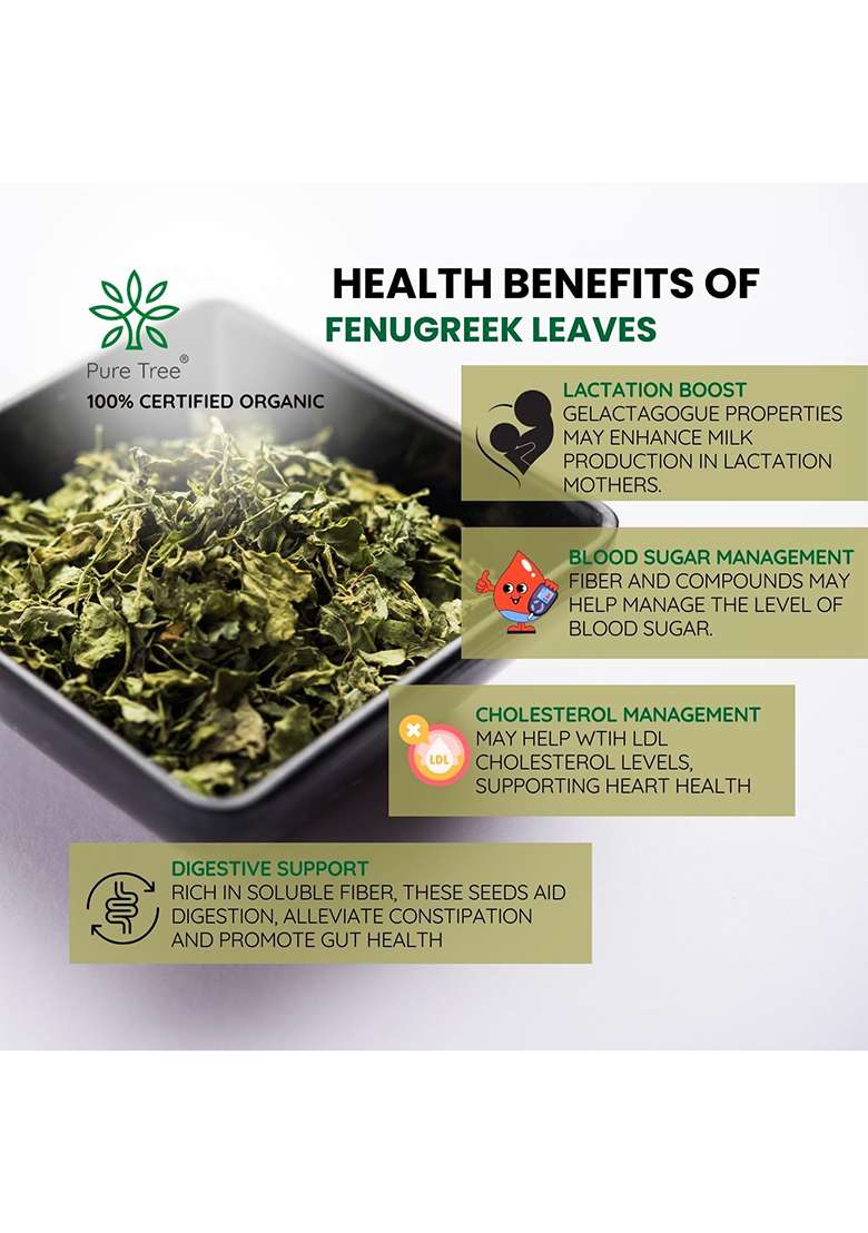 Pure Tree Certified Organic Kasuri Methi Leaves | 30 G Dried Fenugreek Leaf Add Flavour And Aroma To Dishes Spice - Indya