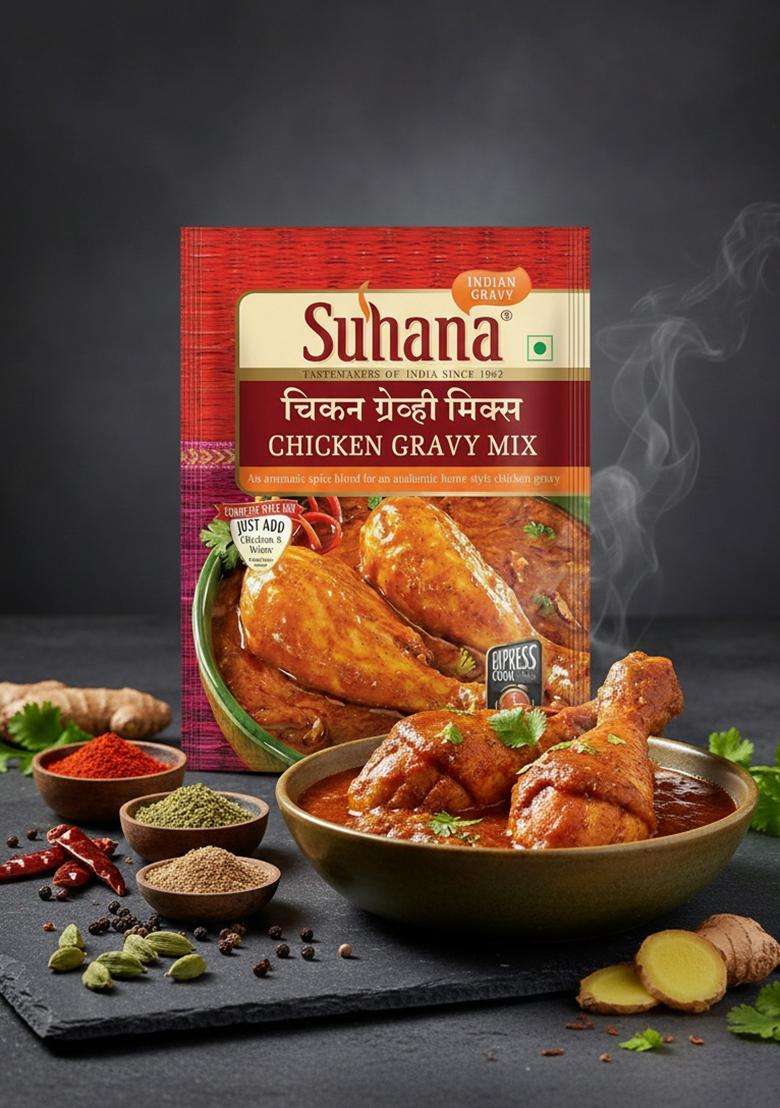Suhana Chicken Gravy Spice Mix 80G Pouch - Pack Of 7 - Indya