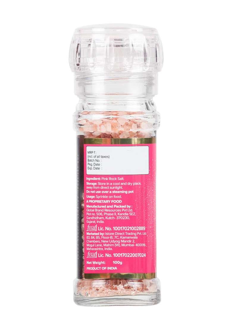 Urban Platter Pink Himalayan Rock Salt Grinder, 100G (Sendha Namak | Easy To Grind Free From Micro-Plastics Pure & Natural Rich In Minerals) - Indya