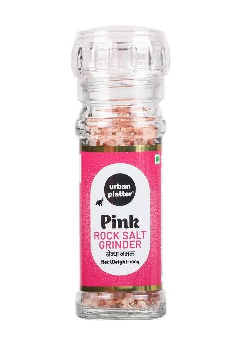 Urban Platter Pink Himalayan Rock Salt Grinder, 100G (Sendha Namak | Easy To Grind Free From Micro-Plastics Pure & Natural Rich In Minerals)