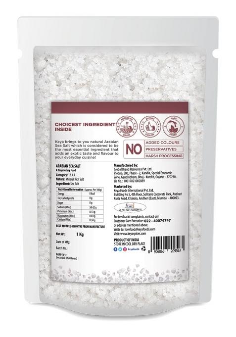 Keya Arabian Sea Salt 1Kg | Namak Healthier Alternative To Regular Iodized Unrefined Rich In Minerals