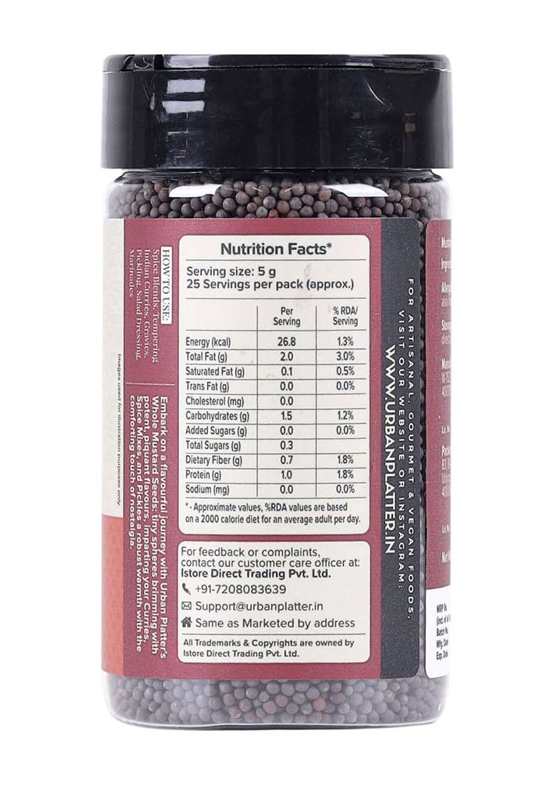 Urban Platter Whole Black Mustard Seeds, 125G (Rai | Sabut Sarson Spices Indian Khada Masala) - Indya