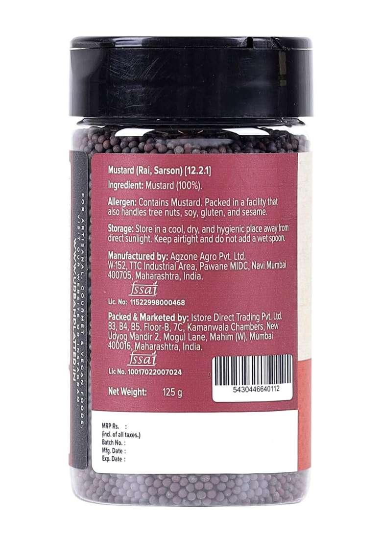 Urban Platter Whole Black Mustard Seeds, 125G (Rai | Sabut Sarson Spices Indian Khada Masala) - Indya