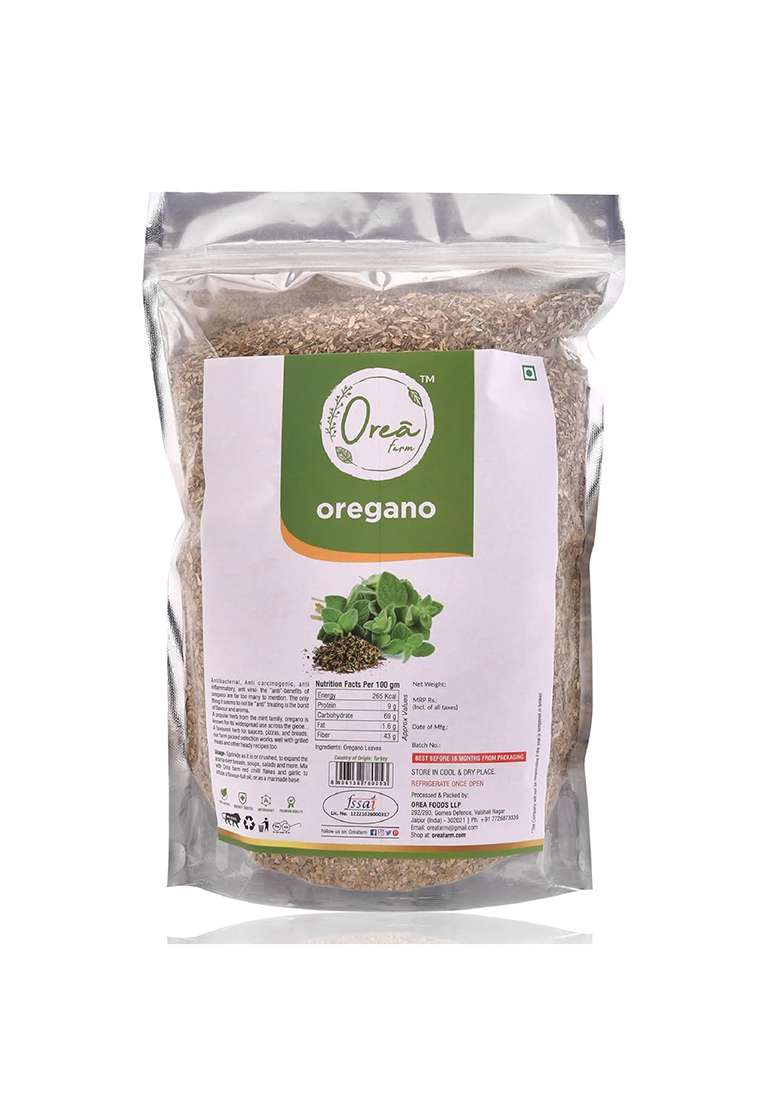 Orea Farm Oregano Herb 1 Kg | Dried Crushed Flakes For Pizza, Pasta, Salad, And Garlic Bread Ideal Cooking, Seasoning, Garnishing Zipper Reusable Pack - Indya