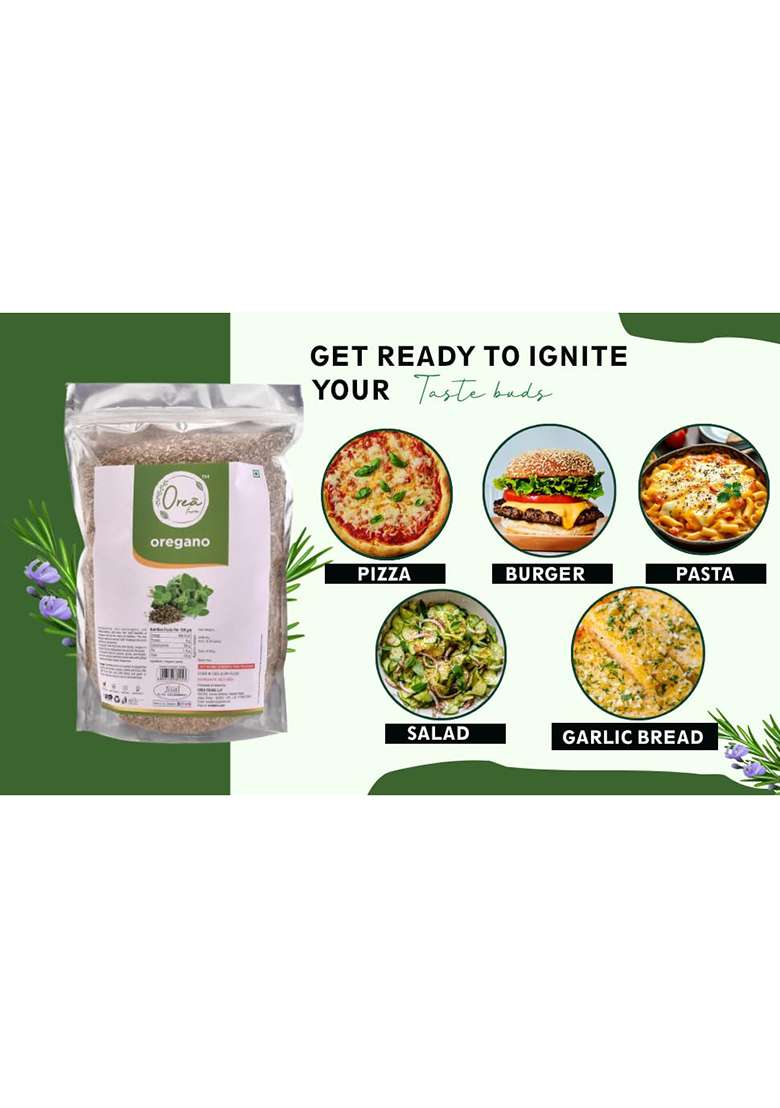 Orea Farm Oregano Herb 1 Kg | Dried Crushed Flakes For Pizza, Pasta, Salad, And Garlic Bread Ideal Cooking, Seasoning, Garnishing Zipper Reusable Pack - Indya