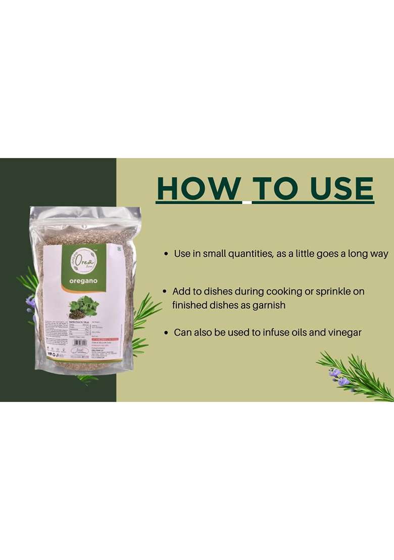 Orea Farm Oregano Herb 1 Kg | Dried Crushed Flakes For Pizza, Pasta, Salad, And Garlic Bread Ideal Cooking, Seasoning, Garnishing Zipper Reusable Pack - Indya