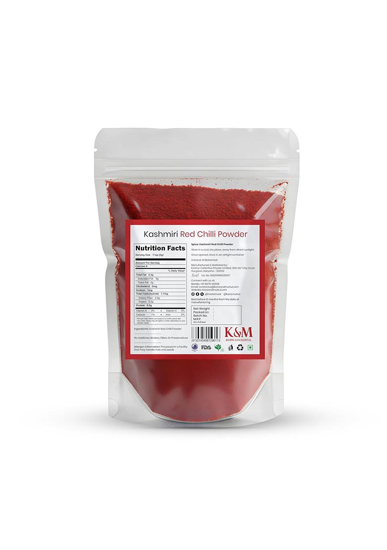 Kanz & Muhul Kashmirii Red Chilli Powder 450 Grams | Kashmiri Lal Mirch Mild Spicy, Authentic, Bright Colour Organic With No Added Preservatives