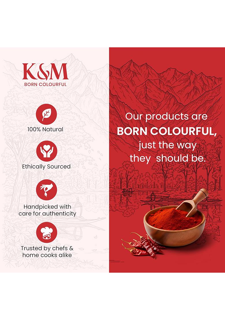 Kanz & Muhul Kashmirii Red Chilli Powder 450 Grams | Kashmiri Lal Mirch Mild Spicy, Authentic, Bright Colour Organic With No Added Preservatives