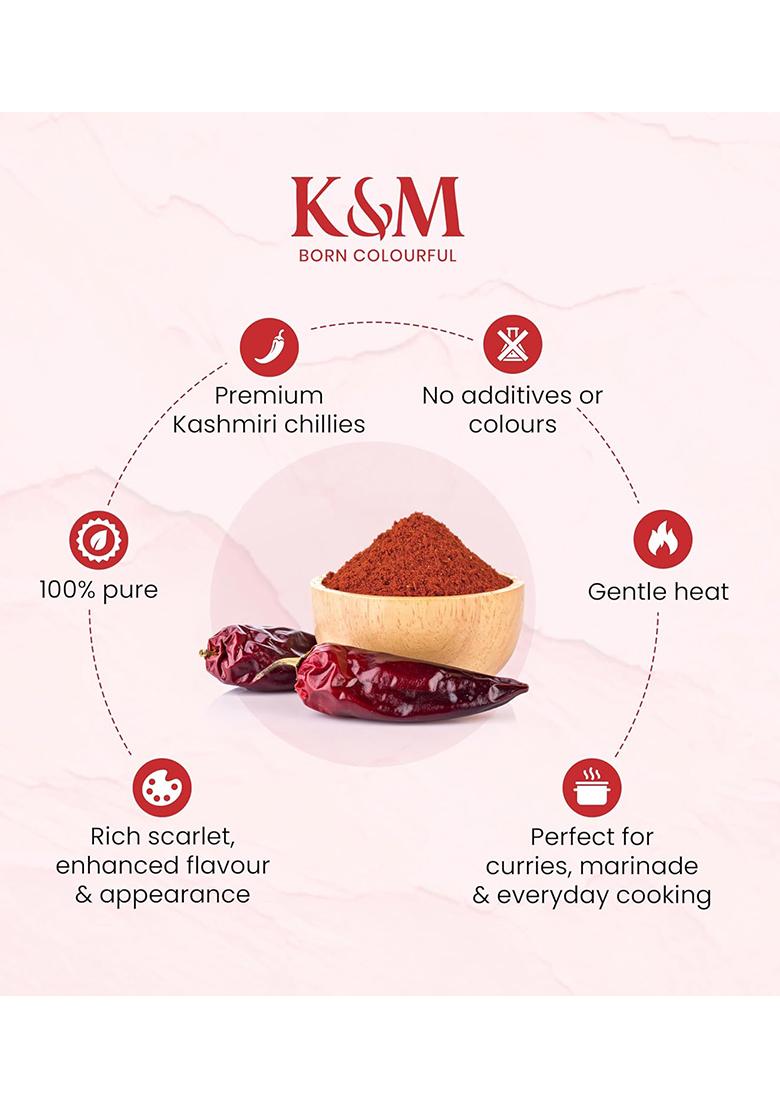 Kanz & Muhul Kashmirii Red Chilli Powder 450 Grams | Kashmiri Lal Mirch Mild Spicy, Authentic, Bright Colour Organic With No Added Preservatives