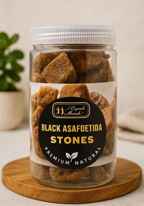 J Crunch N Munch Pure Hing Black Stone Khada | Strong Asafoetida For Dal, Curry Tadka Kitchen Cooking Bandhani Heeng, Kadak Heeng Natural Aromatic Spice Flavorful Dishes 200G Pack