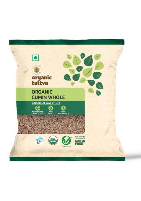 Organic Tattva Jeera 100 Gm | Whole Cumin Seeds Natural Zeera Masala Fresh Grocery Spice Quality For Cooking & Indian Recipes