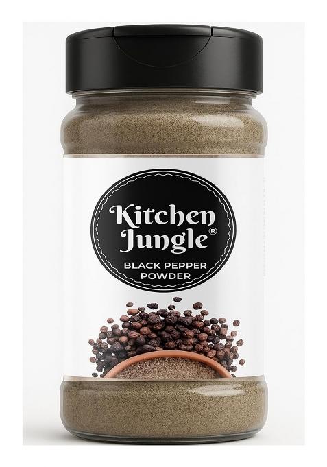 Kitchen Jungle Black Pepper/Kali Mirch Powder (100 Grams) Jar Pack With Sprinkler Fliptop Cap