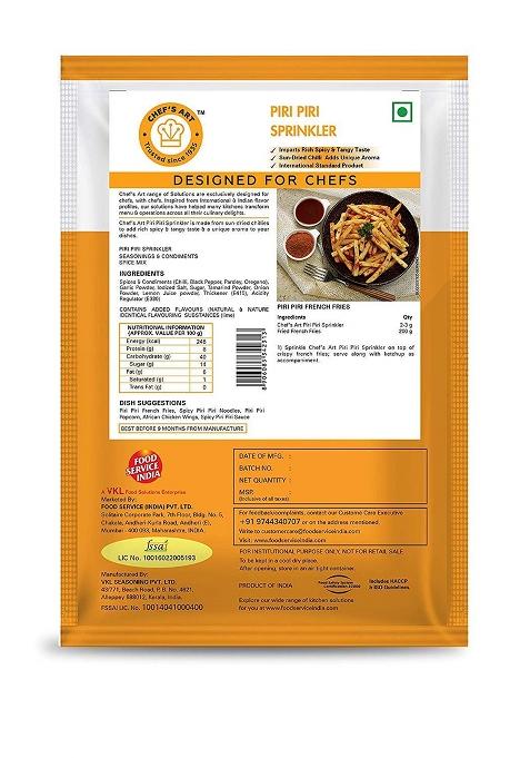 Chef'S Art Art-Piri Piri Sprinkler-Treat For Any Snack,Pack Of 250 Gm,Cilantro,Powder|For French Fries,Popcorn,Pasta & Snacks|No Msg,Vegetarian|Spices Mix|Restaurant Style Flavor